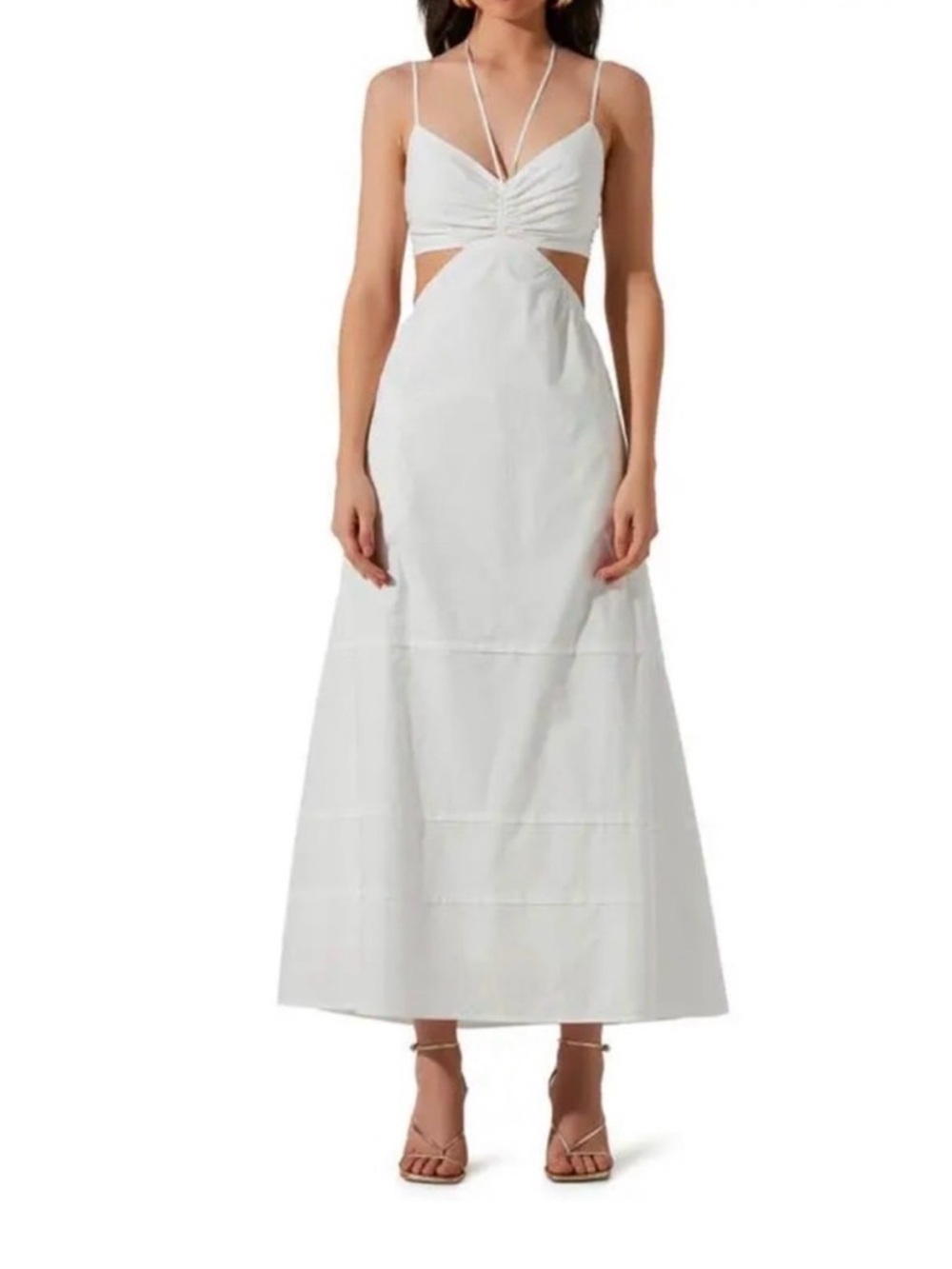 Astr White Strapless Cutout Maxi Dress